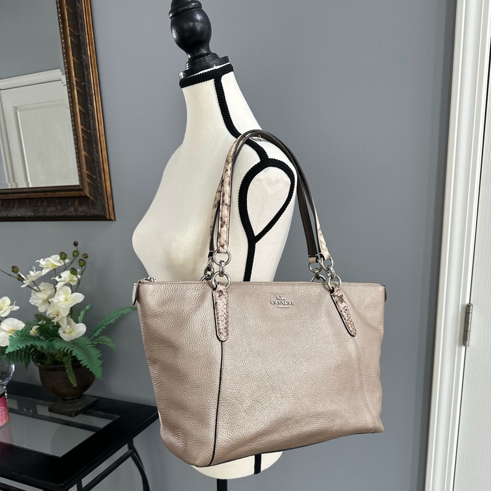 Coach Ava Tote Metallic Rose Pebbled Leather
